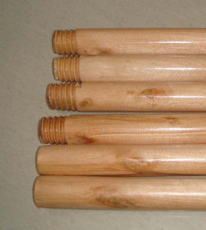 Varnished broom handle